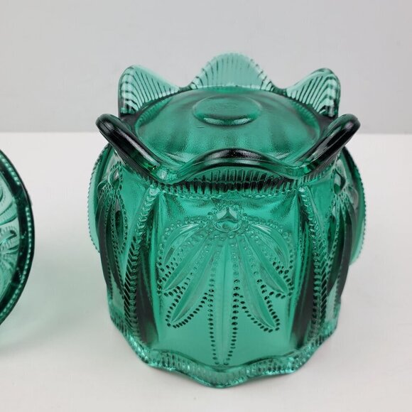 Fenton Candy Jar Vintage Spruce Green Cactus Art Glass Lidded 1995 Holidays 6+" - Picture 6 of 14